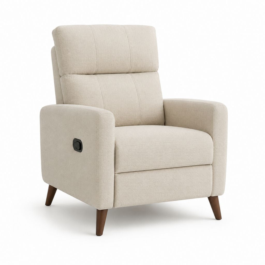 Poltrona reclinabile manuale beige in poliestere 78 x 90 x 102 cm