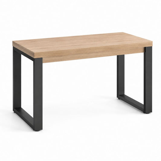 Tavolo da pranzo rettangolare rovere chiaro MDF e acciaio nero 120 x 80 x 75 cm