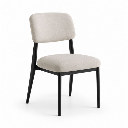 Sedia da pranzo beige in poliestere con struttura in acciaio nero 48 x 55 x 80 cm