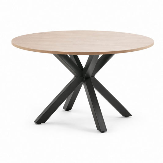 Tavolo da pranzo rotondo rovere chiaro MDF acciaio nero Ø120 x 75 cm