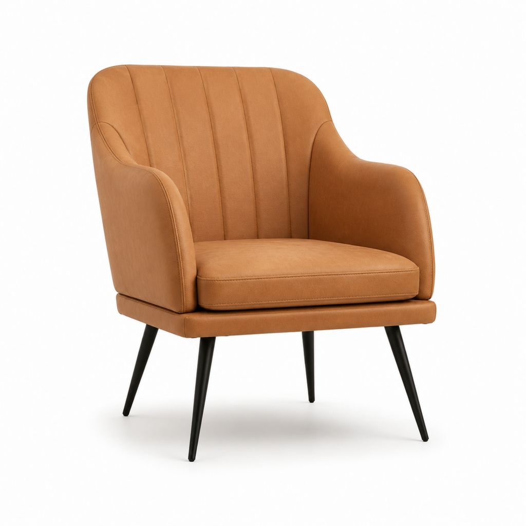 Poltrona da soggiorno marrone in microfibra di poliestere sagomata 76 x 78 x 88 cm