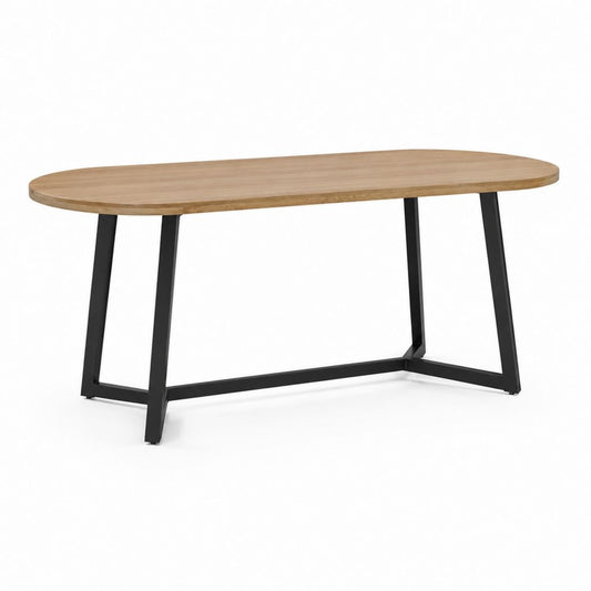 Tavolo da pranzo ovale rovere e acciaio nero 180 x 90 x 75 cm