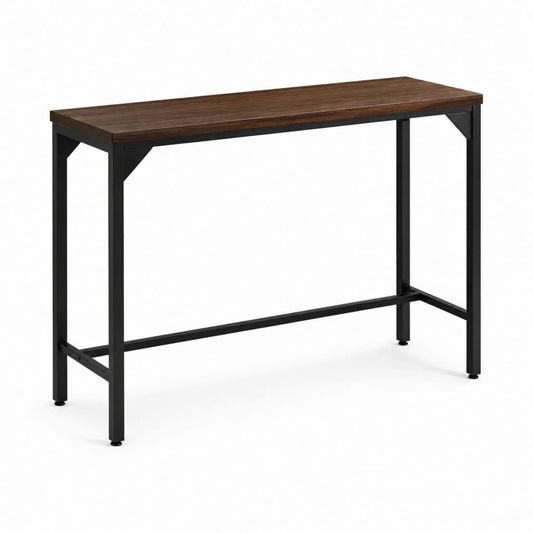 Tavolo da pranzo alto rettangolare marrone e nero in MDF e acciaio 120 x 60 x 90 cm
