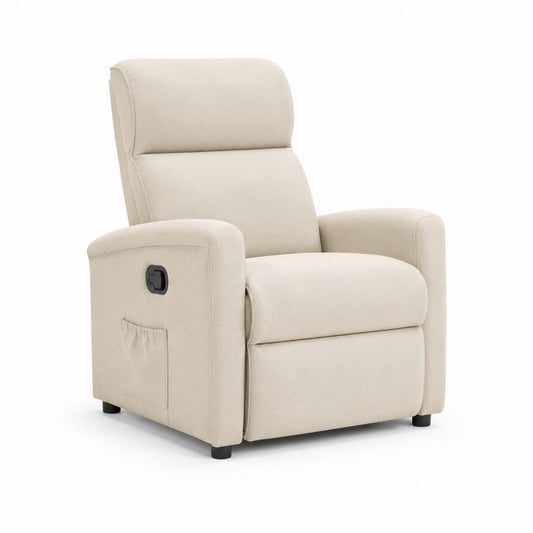 Poltrona reclinabile manuale beige in poliestere 80 x 90 x 105 cm