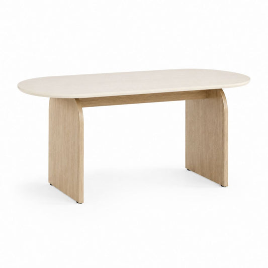 Tavolo da pranzo ovale rovere chiaro in MDF 160 x 90 x 75 cm